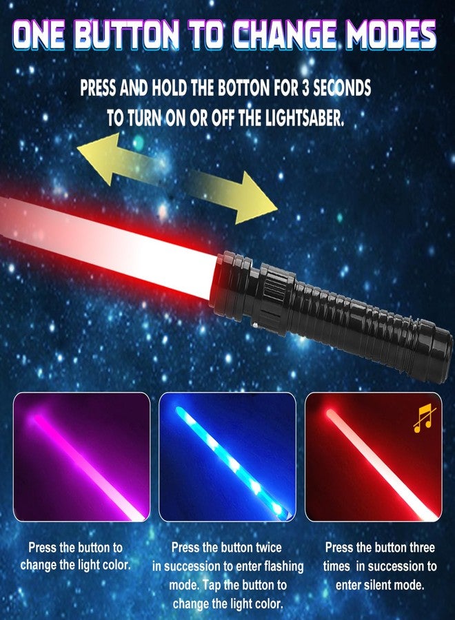 JOINBO Light Up Swords Saber for Kids,2 pack 7 colors Expandable Light Swords Toys with FX Sound(Motion Sensitive) and Realistic Handle,Halloween Dress Up Parties, Xmas Present, Galaxy Fighters and Warriors - Image 4